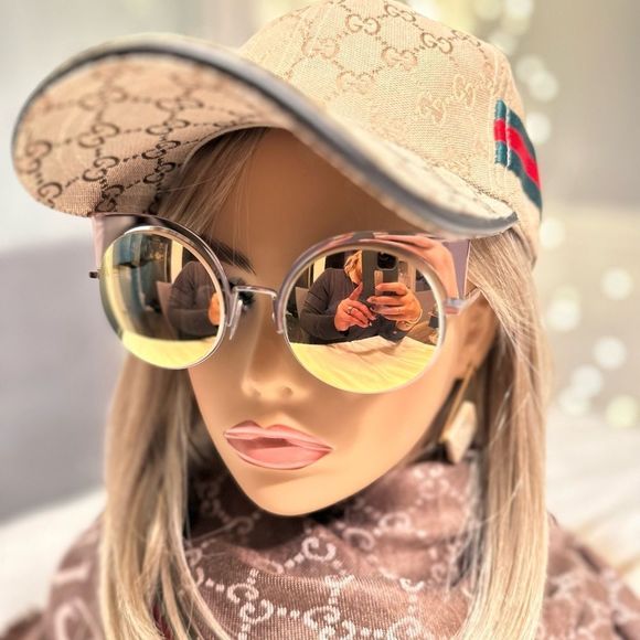 FENDI Rose Gold Cat Eye Sunglasses - Picture 1 of 14